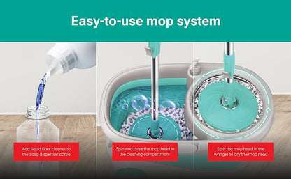 360°Magic Spin Mop and Bucket Set (2 Extra Mop Heads)
