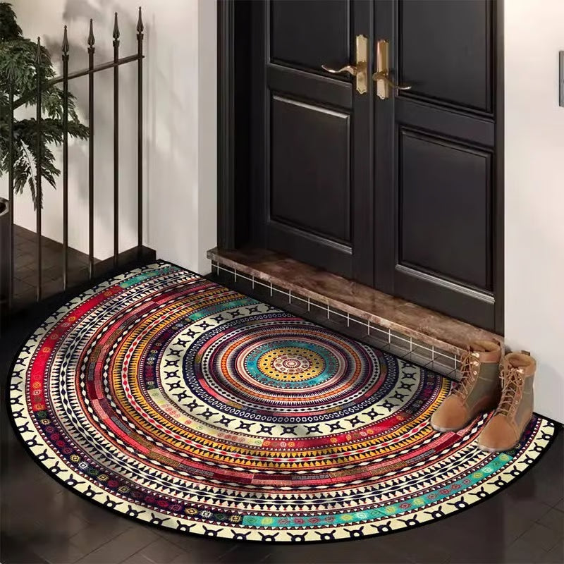 Boho Style Semicircular Door Mat - Non Slip Soft Floor Carpet
