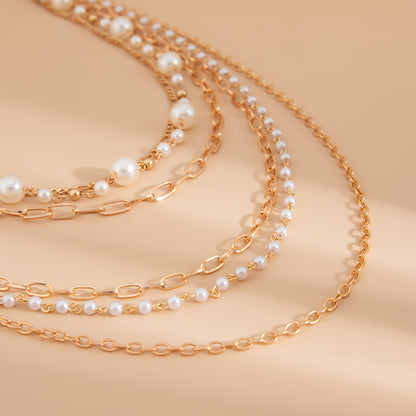Cold Stringed Pearls Long Necklace
