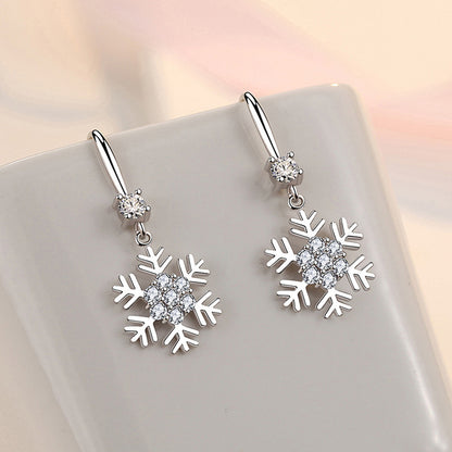 Snowflake Earrings With Rhinestones