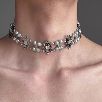 Y2k Sweet Cool Crystal Pearl Necklace