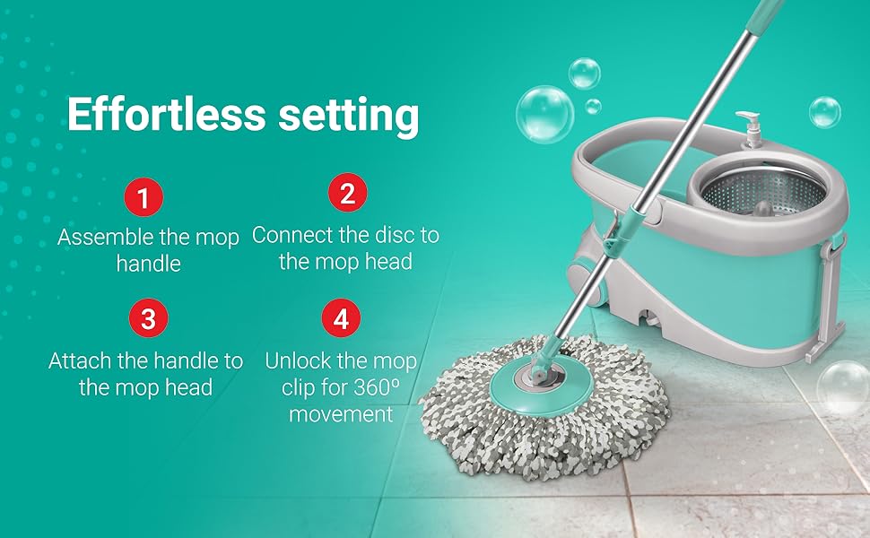 360°Magic Spin Mop and Bucket Set (2 Extra Mop Heads)