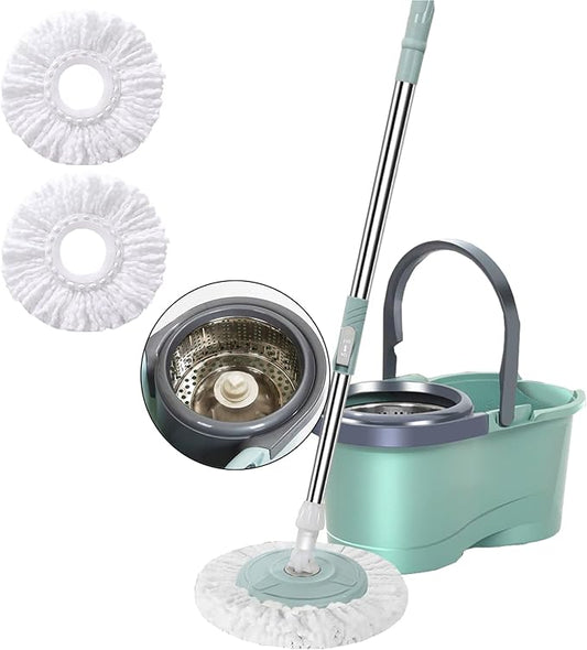 Spin Mop Set with Bucket Wiper and Sweeper