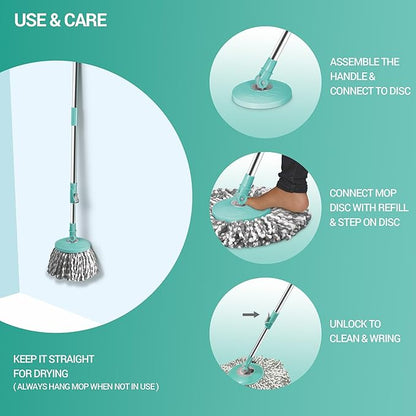 360°Magic Spin Mop and Bucket Set (2 Extra Mop Heads)