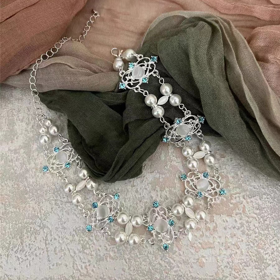 Y2k Sweet Cool Crystal Pearl Necklace
