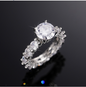 Copper Inlaid Zircon Ring Women