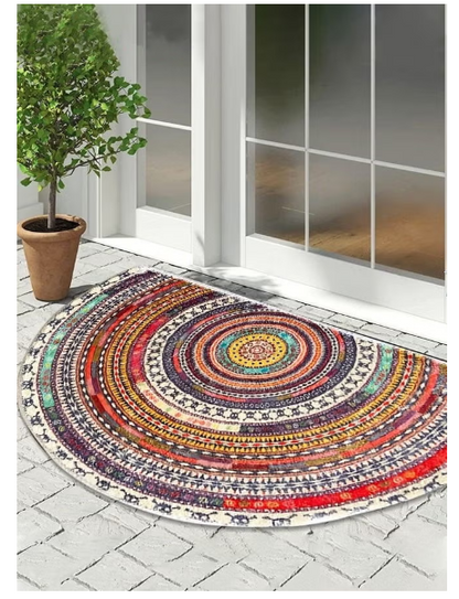 Boho Style Semicircular Door Mat - Non Slip Soft Floor Carpet