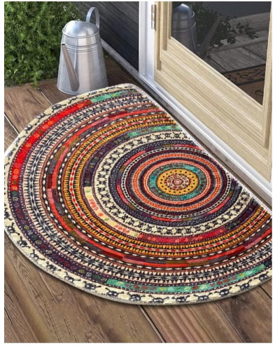 Boho Style Semicircular Door Mat - Non Slip Soft Floor Carpet