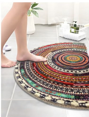 Boho Style Semicircular Door Mat - Non Slip Soft Floor Carpet