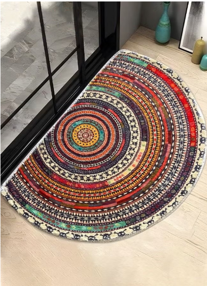 Boho Style Semicircular Door Mat - Non Slip Soft Floor Carpet