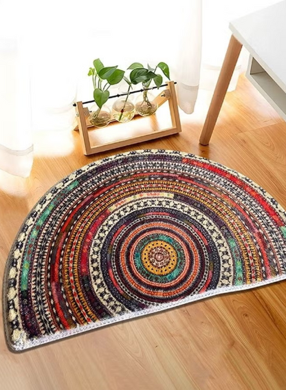 Boho Style Semicircular Door Mat - Non Slip Soft Floor Carpet