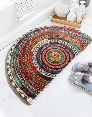 Boho Style Semicircular Door Mat - Non Slip Soft Floor Carpet