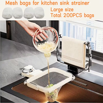 Kitchen Sink Hanging Strainer Rack Set with pcs Large Disposable Mesh Bags