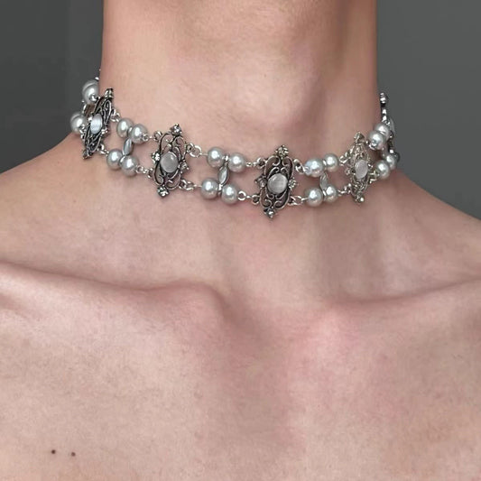 Y2k Sweet Cool Crystal Pearl Necklace