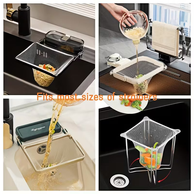 Kitchen Sink Hanging Strainer Rack Set with pcs Large Disposable Mesh Bags