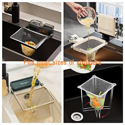 Kitchen Sink Hanging Strainer Rack Set with pcs Large Disposable Mesh Bags