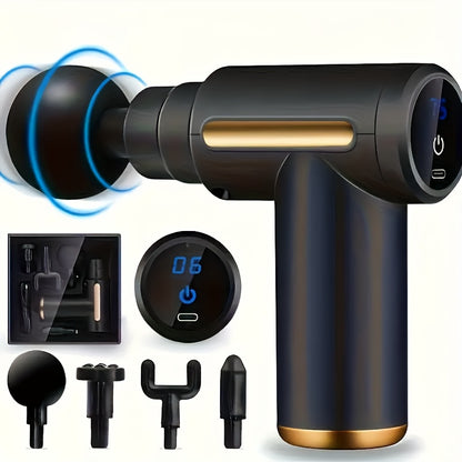 LED Touch Screen Portable Massage Gun with 4 Interchangeable Heads USB Rechargeable Muscle Relaxer and Fascia Massager Ideal for Christmas and ValentineS Day Gifts Massage Tool