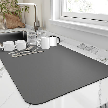 Absorbent Dish Mat 1pc Dish Drying Mat 16x18 Oil  Kitchen Countertop Absorbent Draining Pad with Rubber Backing