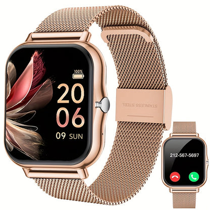 Gift Ready Smart Watch for Men  Women Stainless Steel Mesh Band Android  iPhone Compatible Lithium Battery 240p Display USB Charging NonWaterproof Perfect Gift Choic