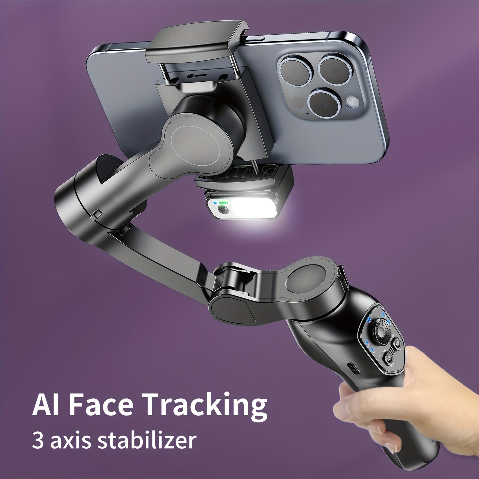 Smart Gimbal COMITOK L7C COMITOK L7C Smart 3Axis Handheld Gimbal  Smooth Video Shooting Live Broadcasts Intelligent Gesture Control Tracking Shots Builtin Fill Light MultiScene Mobile Phone Selfie Vlog Shooting Artifact