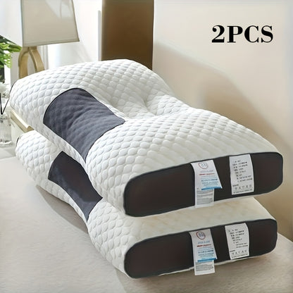2pcs Ergonomic Cervical Pillows for Deep Sleep  Orthopedic Neck Support Ideal for Side  Back Sleepers Machine Washable Durable Polyester Core AllSeason Comfort 2000G