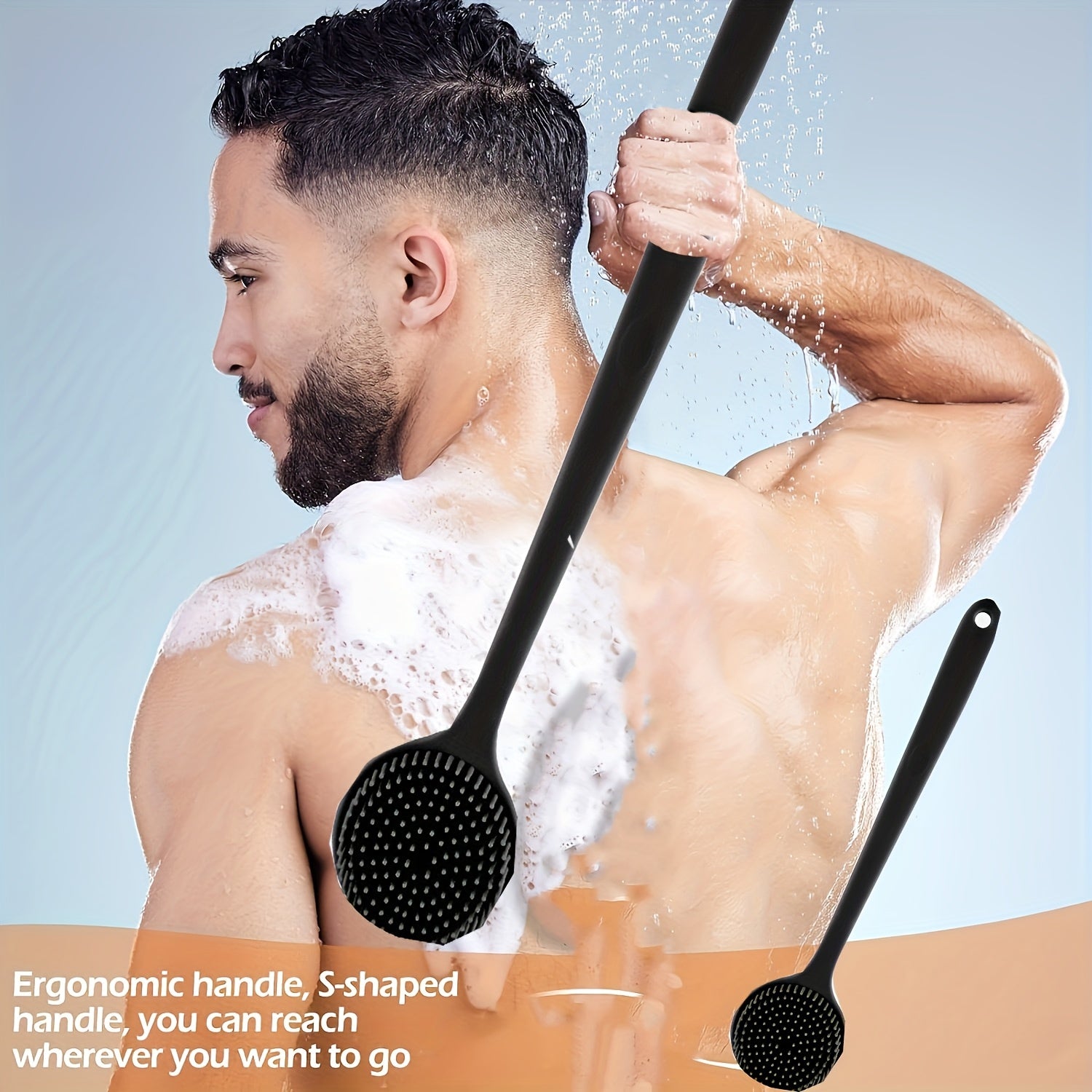 Ergonomic Silicone Back Scrubber  Soft LongHandled Bath Brush for Gentle Back Cleaning Sshaped Design for Targeted Cleaning Perfect for Spa and Shower Use Shower Brush