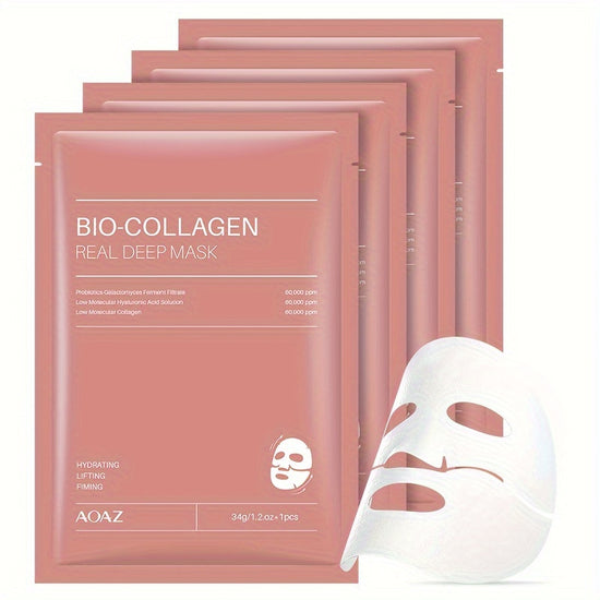 4pcs BioCollagen Real Deep Mask Pack Hydrating  Firming Facial Sheet Masks with Collagen Hyaluronic Acid  Nicotinamide Moisturizing  Invigorating for All Light Beige Types1pc4pcs8pcs