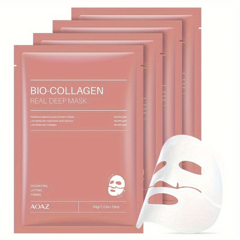 4pcs BioCollagen Real Deep Mask Pack Hydrating  Firming Facial Sheet Masks with Collagen Hyaluronic Acid  Nicotinamide Moisturizing  Invigorating for All Light Beige Types1pc4pcs8pcs